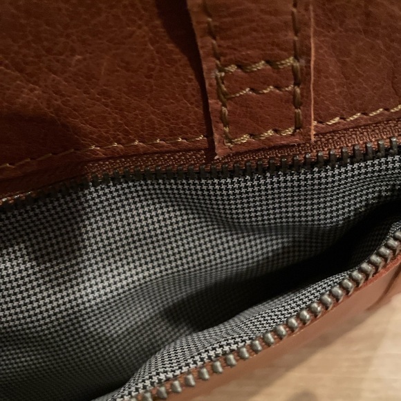 NWT Spikes & Sparrow Cognac Brandy Brown brass hdwre Leather Shoulder Bag - Picture 7 of 11